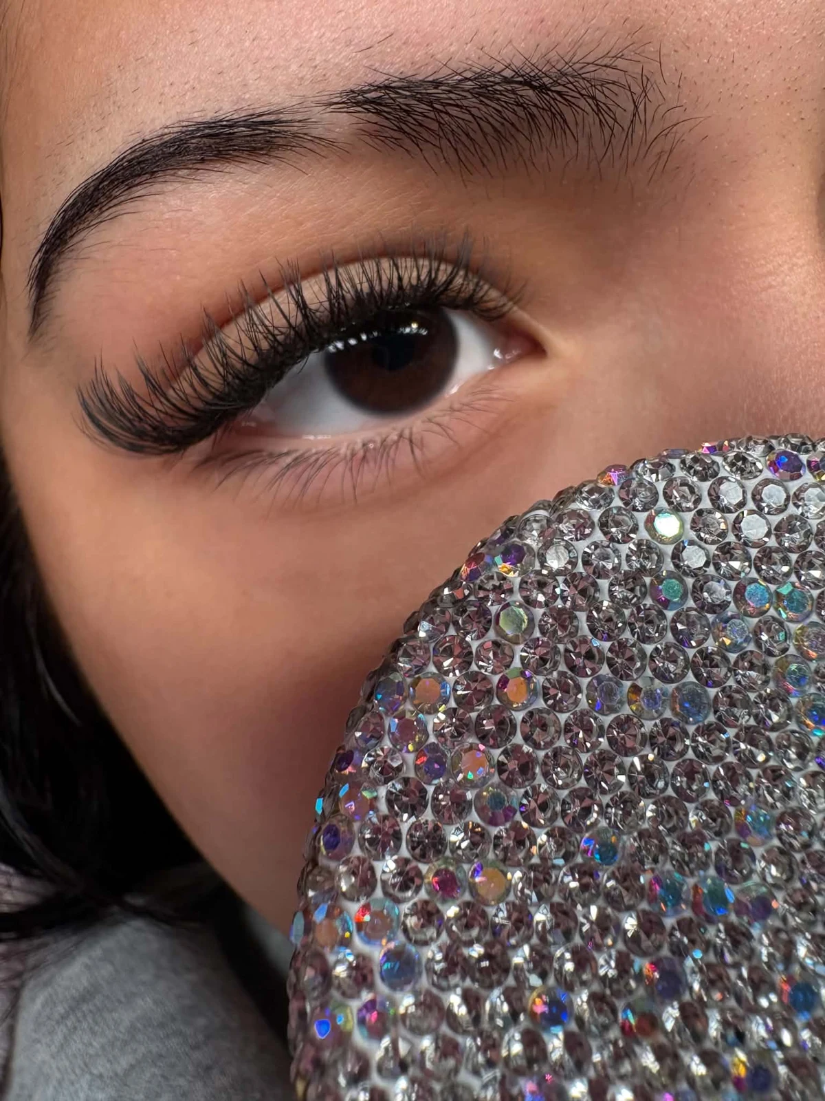Close-up of a completed lash look